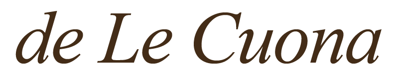 de Le Cuona logo in brown with transparent background—luxury textile brand identity for digital and print use.