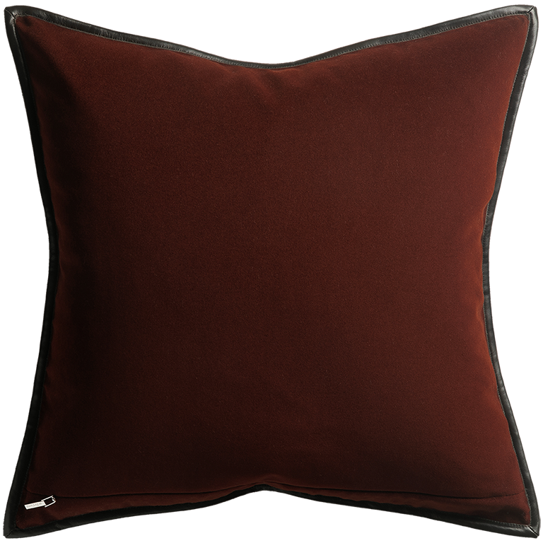 Brown cushion with a contrasting edge on a white background