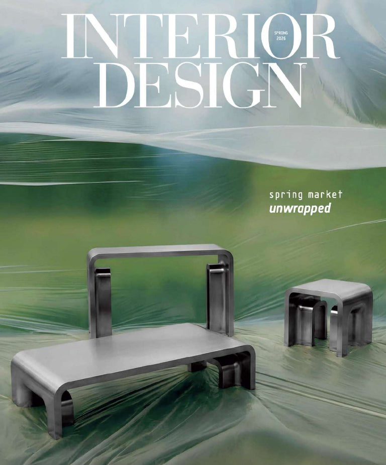 Advertisement for interior design with modern furniture on a green background