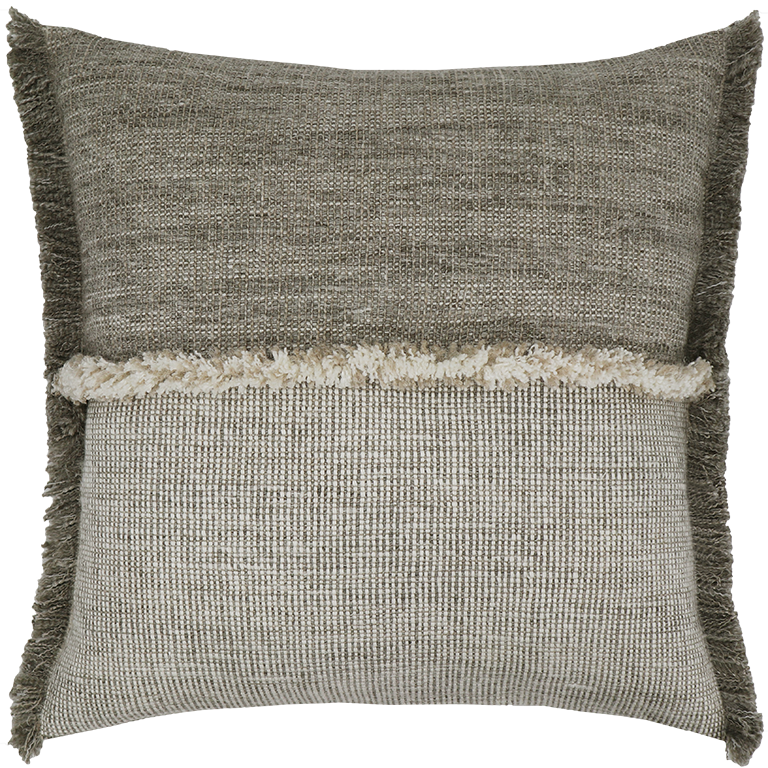 Forage Cloth Cushion with Fringing - Gull