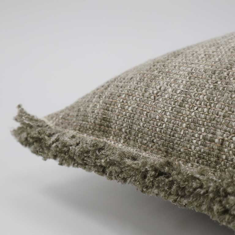 Forage Cloth Cushion with Fringing - Gull